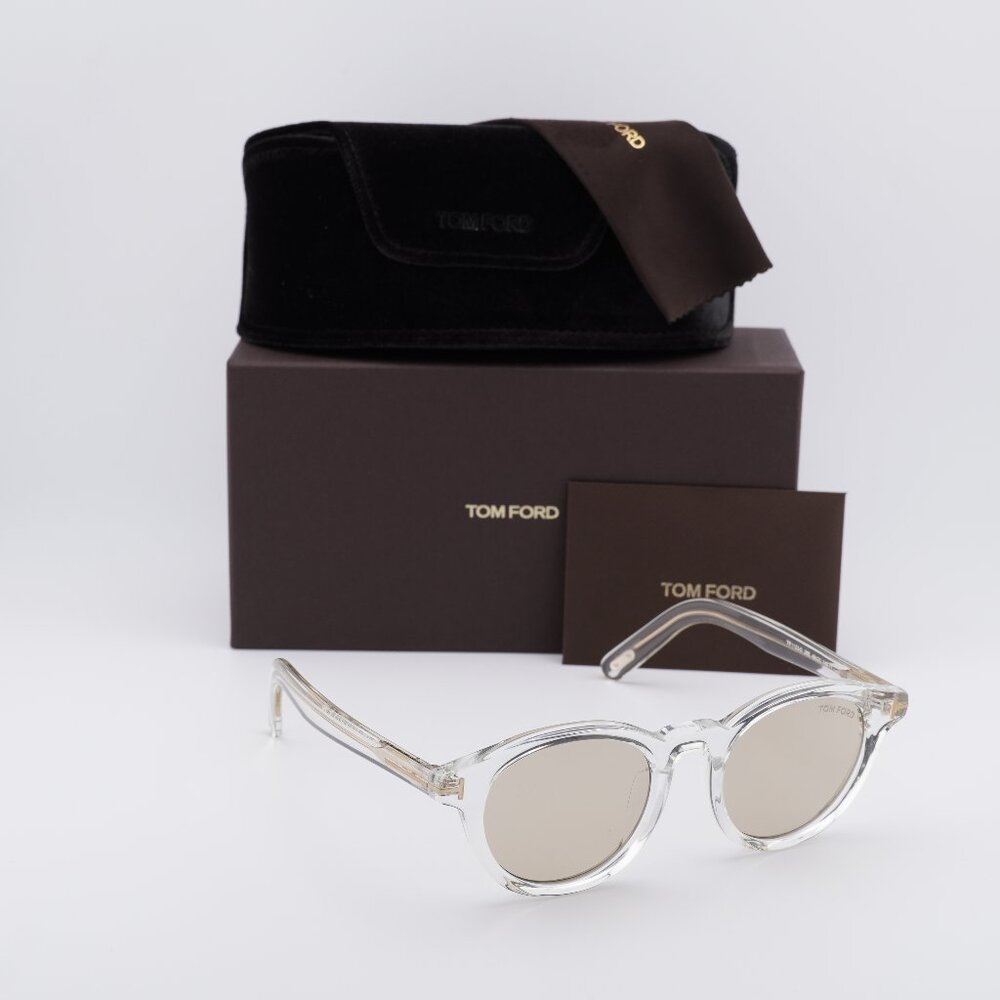 Tom Ford FT1123-D 26E Round Sunglasses - Crystal/Brown